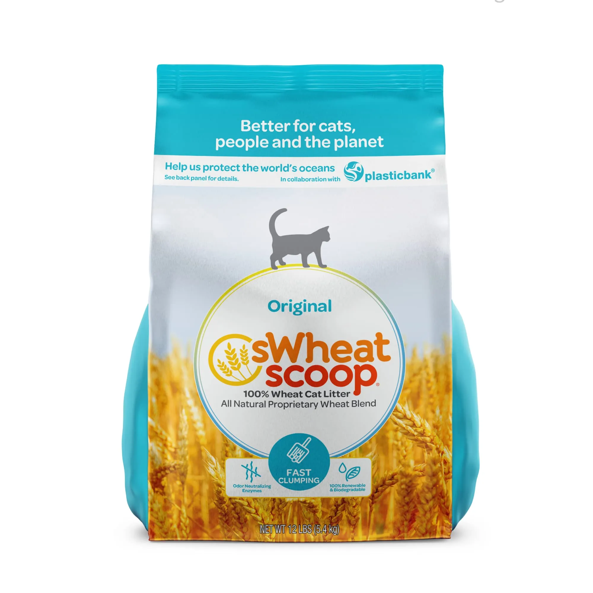 sWheat Scoop Wheat-Based Natural Cat Litter - Fast Clumping 12 Pound Bag