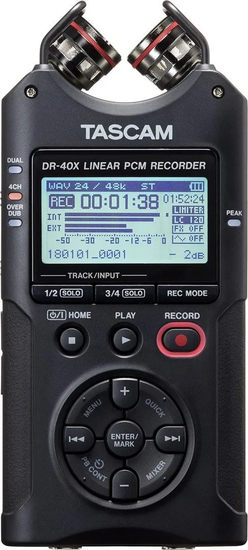 Tascam Dr-40X - Portable Digital Recorder With Usb Interface, 2 X Stereo Recording