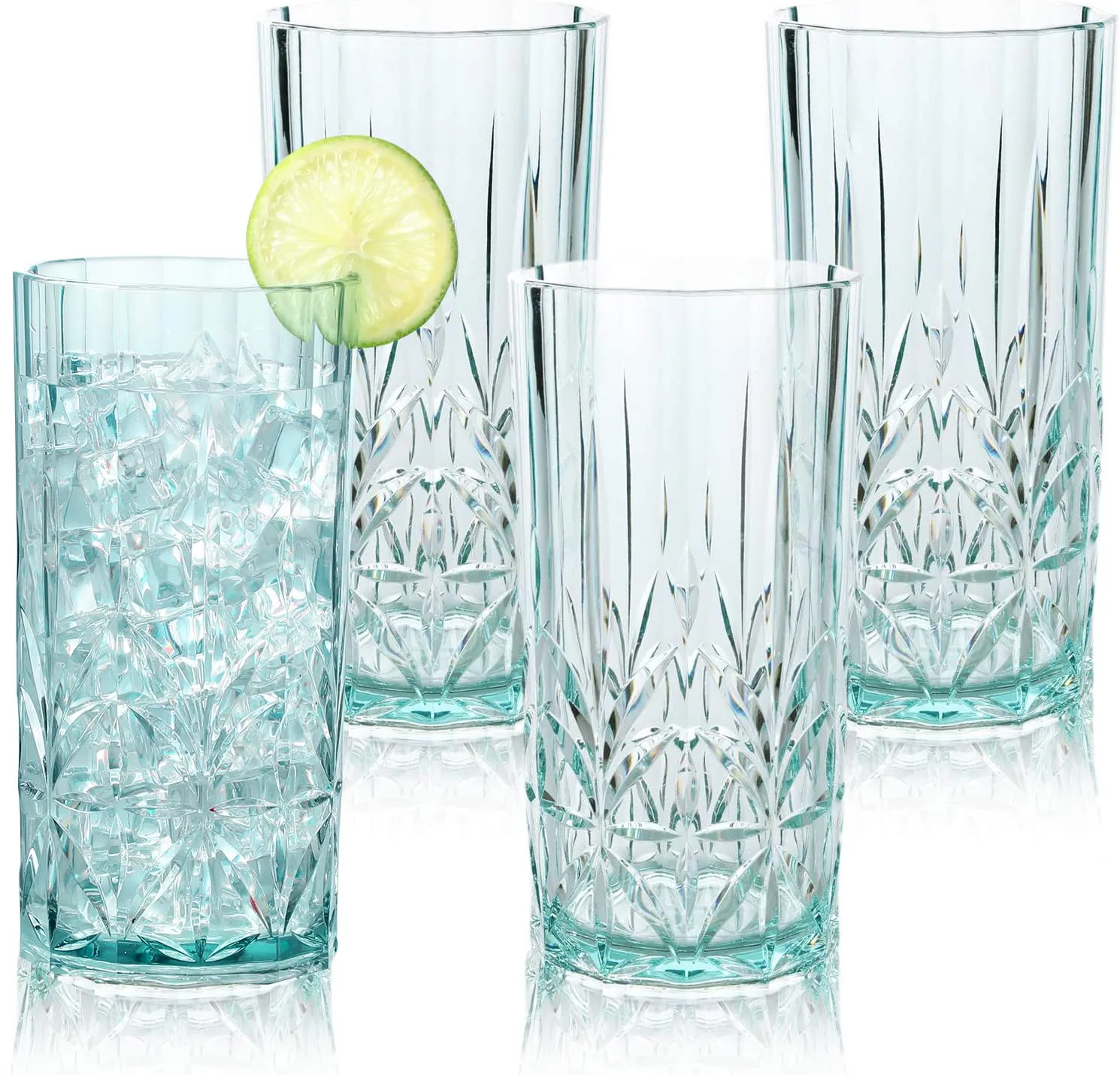 Teal Bellaforte Tritan Shatterproof Tall Tumblers Set of 4 18oz