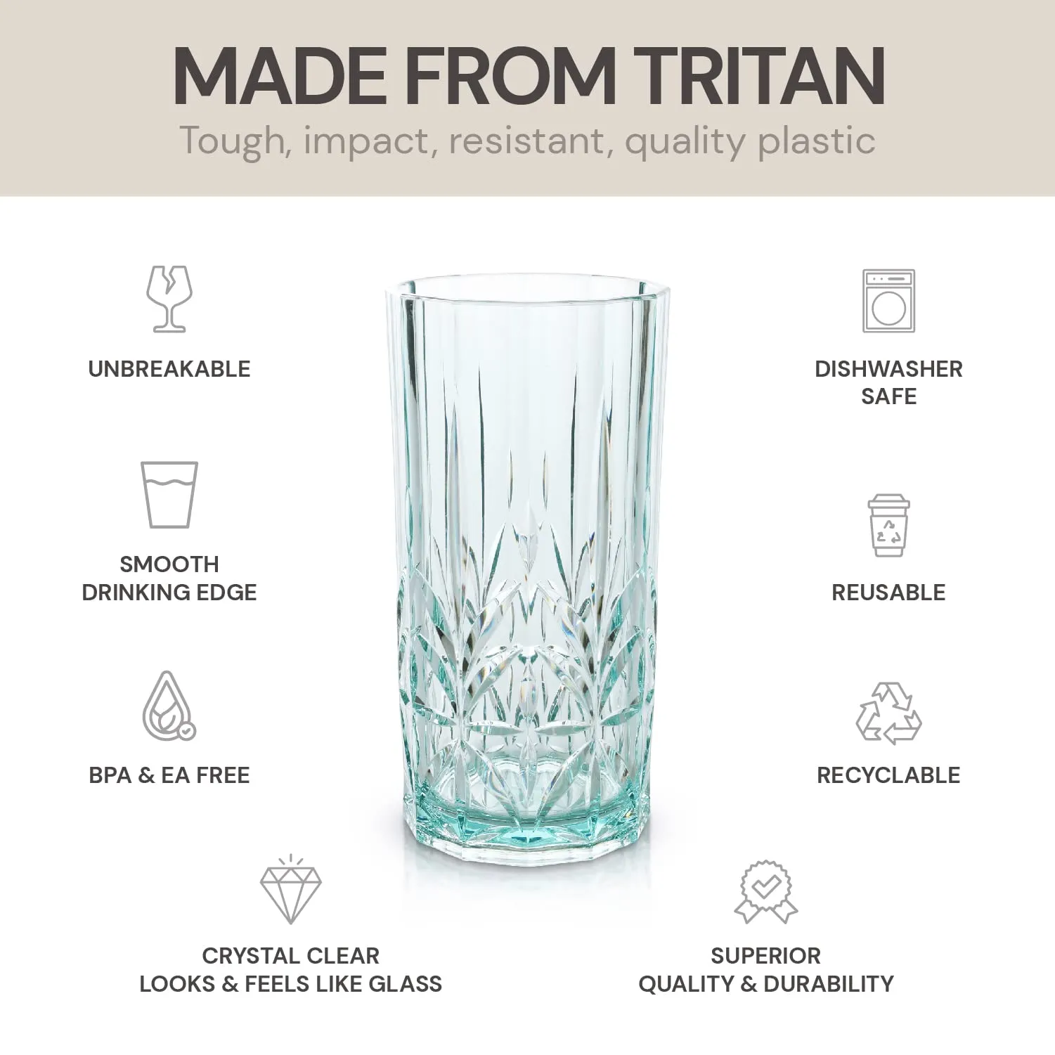 Teal Bellaforte Tritan Shatterproof Tall Tumblers Set of 4 18oz