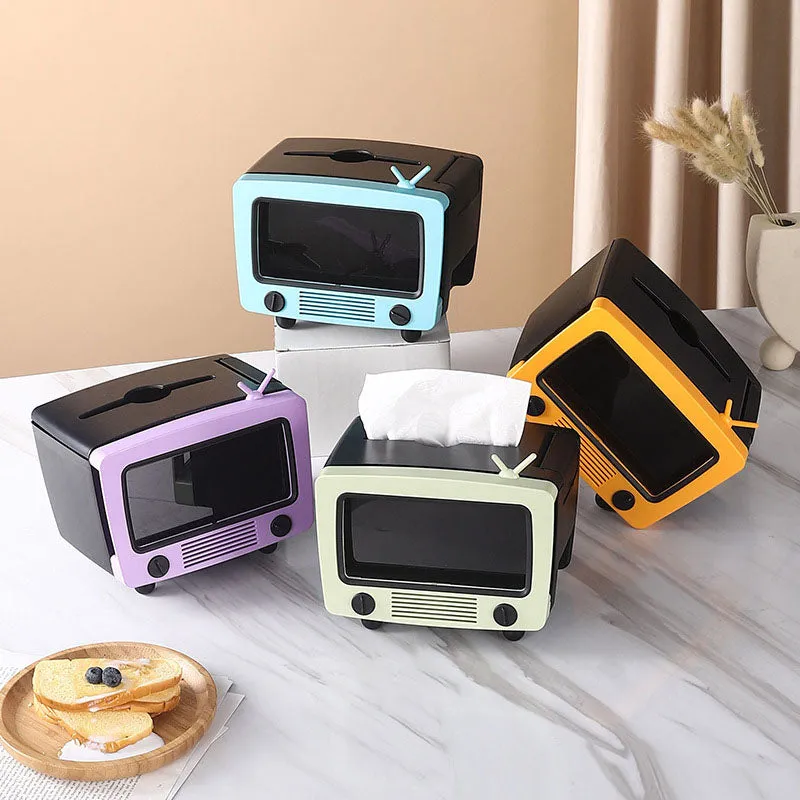 Tissue Box For Tv Multifunctional Paper Box Plastic Creative Cute Living Room Light Luxury Home Desktop Storage