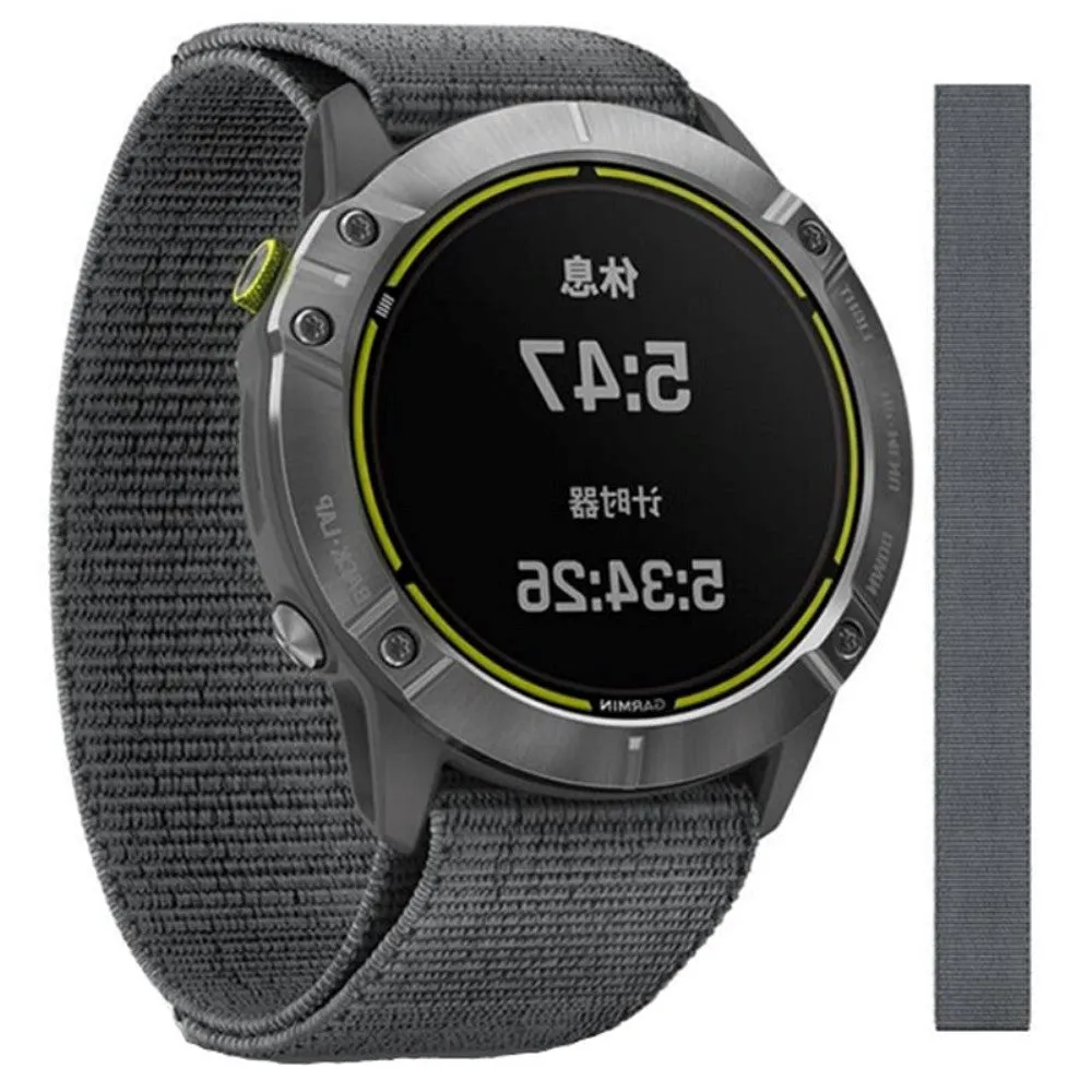 Universal Garmin 26mm Nylon Rem m. Stifter - Grå