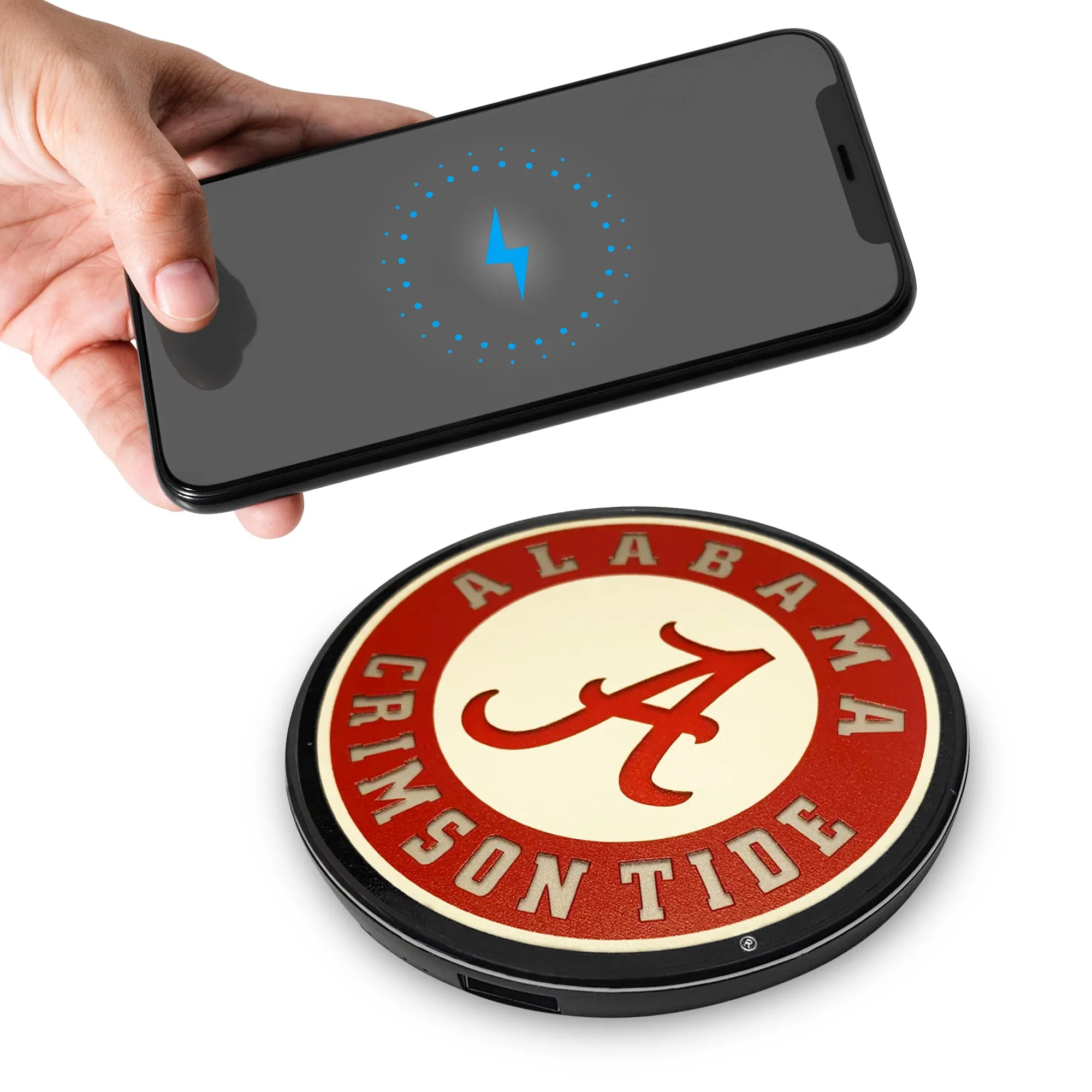 University of Alabama Qi Wireless Charger With Illuminated Bama Logo & Built-In Power bank