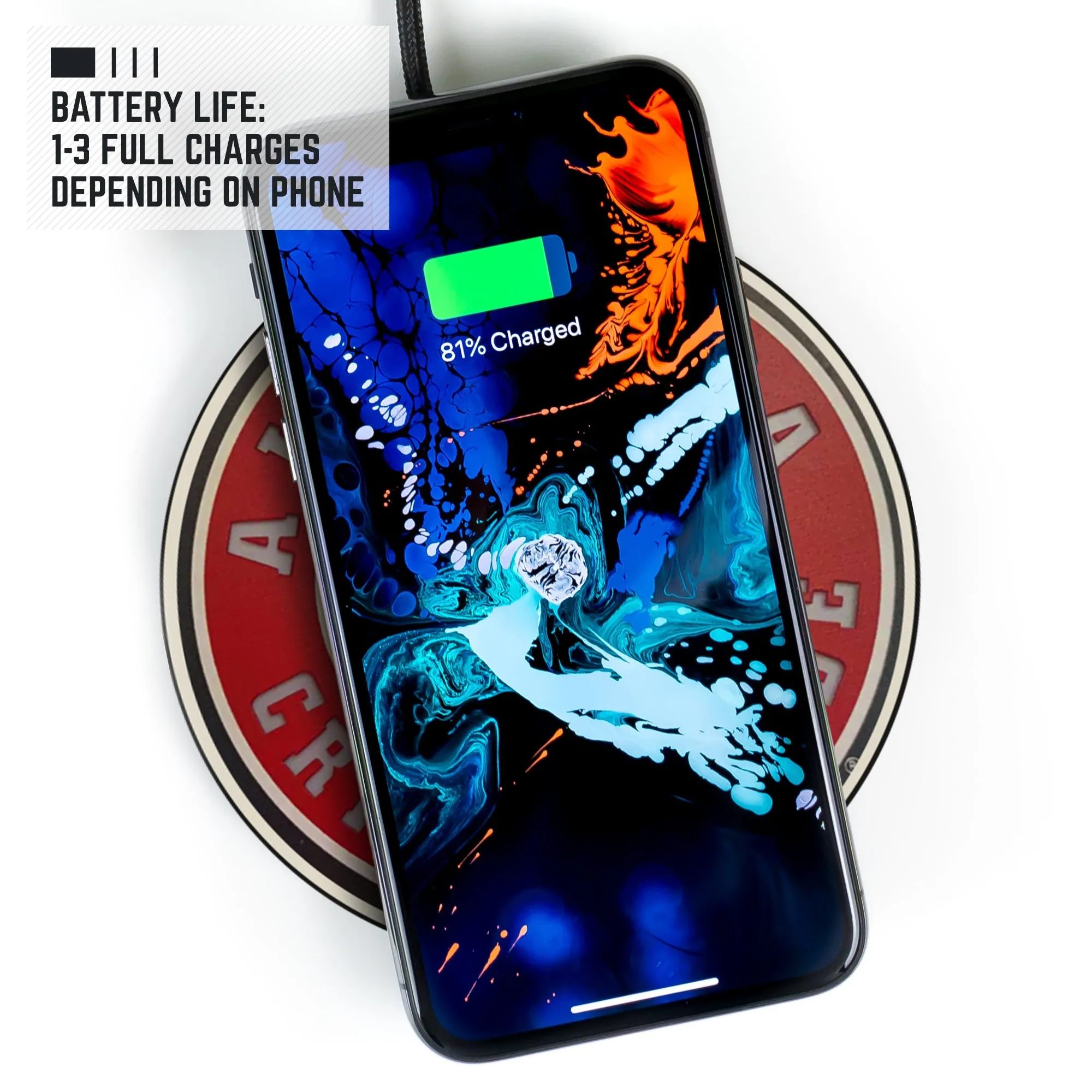 University of Alabama Qi Wireless Charger With Illuminated Bama Logo & Built-In Power bank