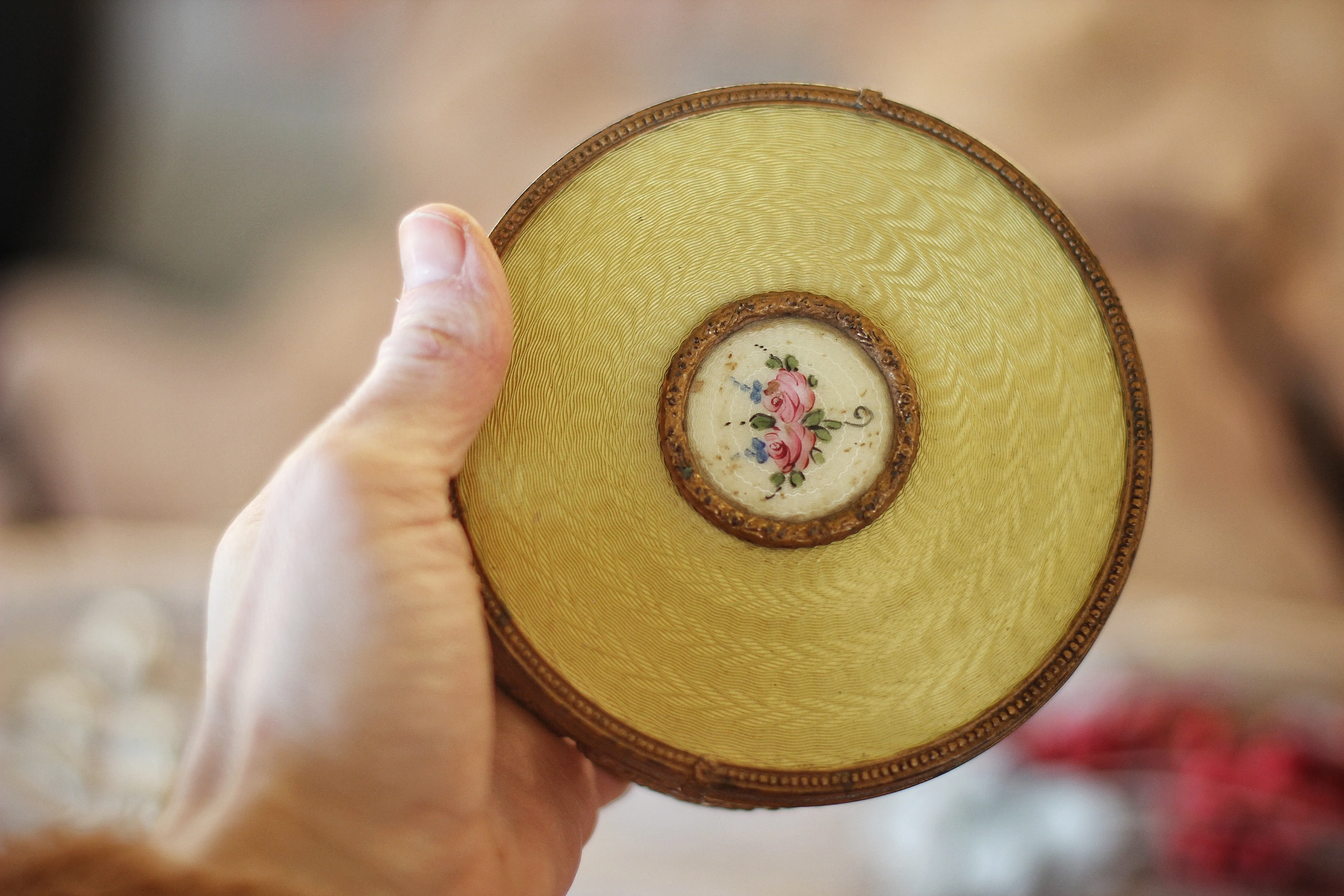 Vintage Brass Floral Jar