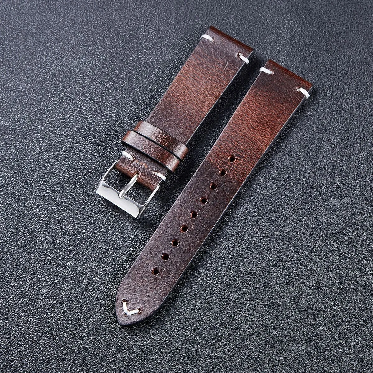 Vintage Oiled Leather Watch Straps Compatible with the Xiaomi Amazfit Smart Watch, Smart Watch 2