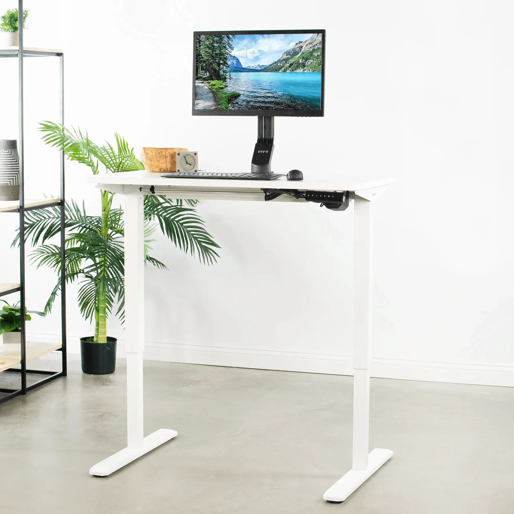 VIVO DESK-KIT-1W4W Electric 43” x 24” Standing  Desk, White Tabletop White Frame