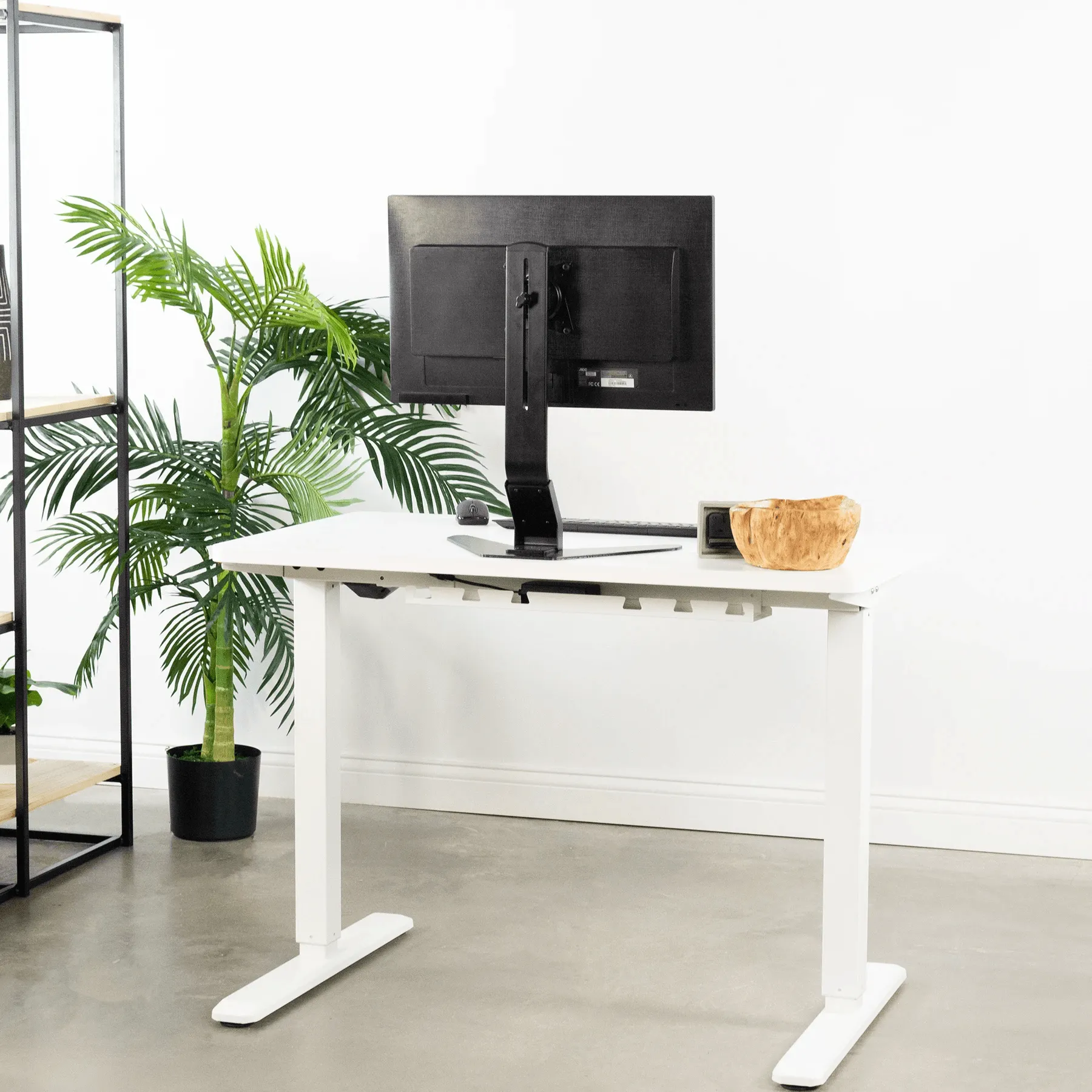 VIVO DESK-KIT-1W4W Electric 43” x 24” Standing  Desk, White Tabletop White Frame