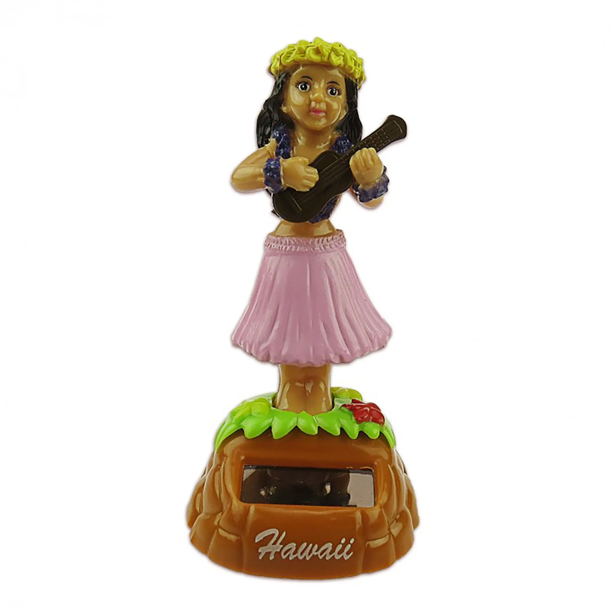 Wahine with Ukulele Solar Dashboard Doll