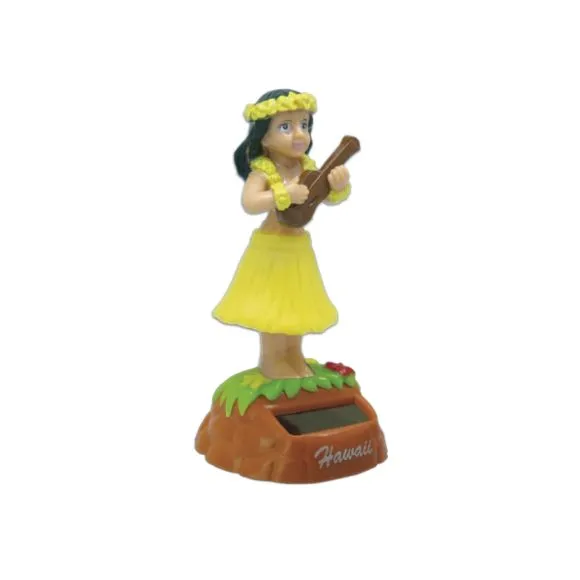 Wahine with Ukulele Solar Dashboard Doll