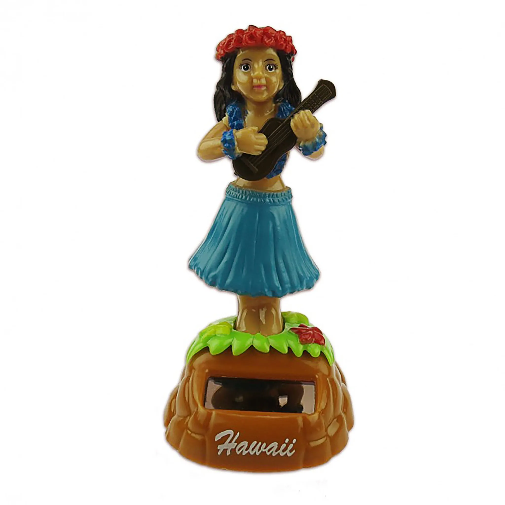 Wahine with Ukulele Solar Dashboard Doll