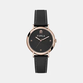 Women Black Analog Leather Watch WW00023013L3